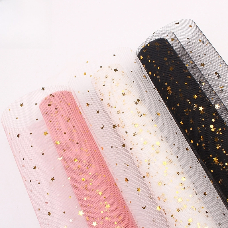 Hot Stamping Star Moon Gauze Flower Packaging Materials Florist Supplies Valentine's Day Floral Bouquet Packaging Mesh