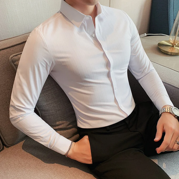 Men Shirts Stretch Men's Slim-Fitting Seamless Adhesive Shirt