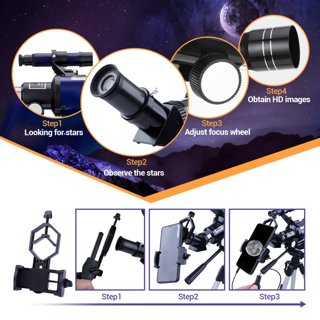 Telescope for Kids Beginners Adults, 70mm Refractor Telescope with Tripod, Astronomy Telescope Gift for Kids
