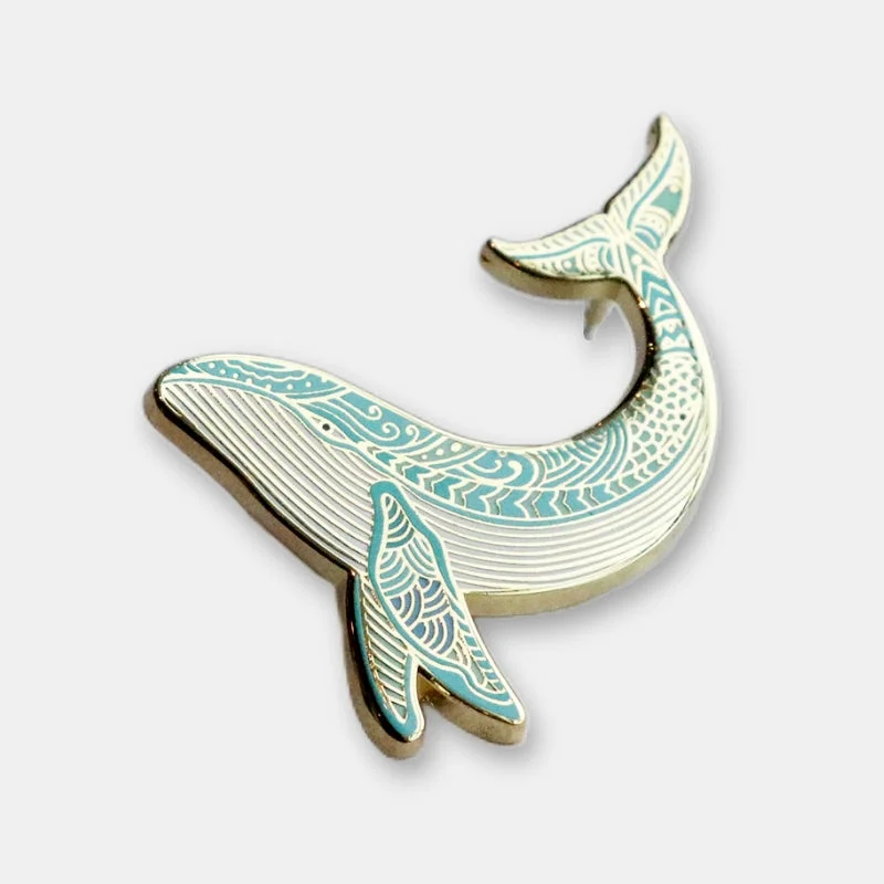 Whale Metal Brooch Enamel 18K Gold Plated Retro Badge Chinese Souvenir