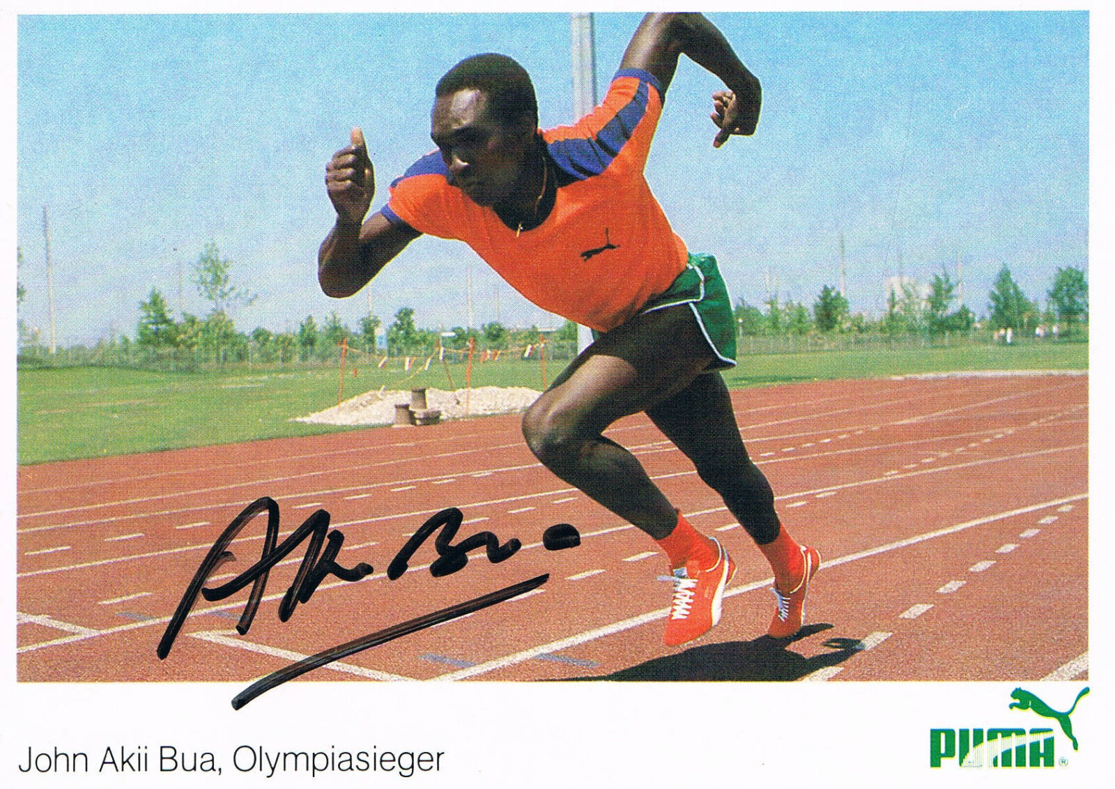 John Akii-Bua 1949-97 genuine autograph signed 4x6