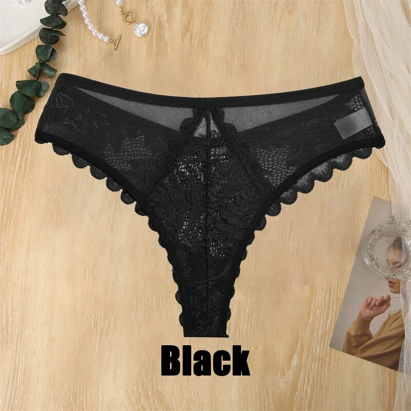 Billionm Sexy Panties for Women Lace Underwear Pespective Thong G-String Female V-Waist Underpant Breathable Soft Intimates Lingerie