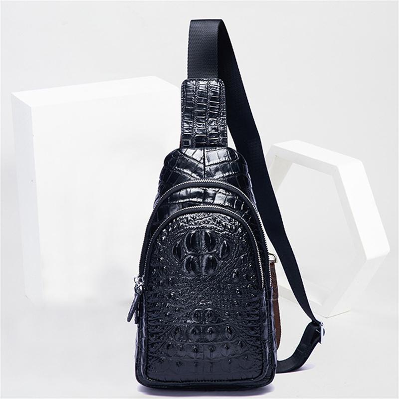 Alligator Pattern Cow Leather Crossbody Bag Retro Shoulder Bag Business Casual Chest Bag
