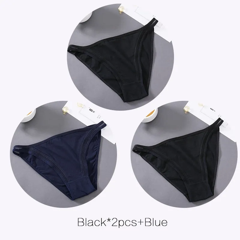 FINETOO Sexy Panties Women Underwear Waist Hollow Cotton Briefs For Girls Low-Rise Bikini Female Lingerie Comfortable Underpants