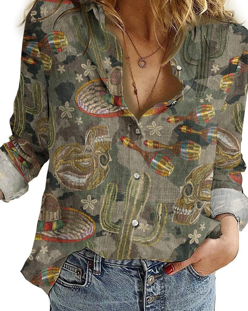 Women's casual printed shirt-120224