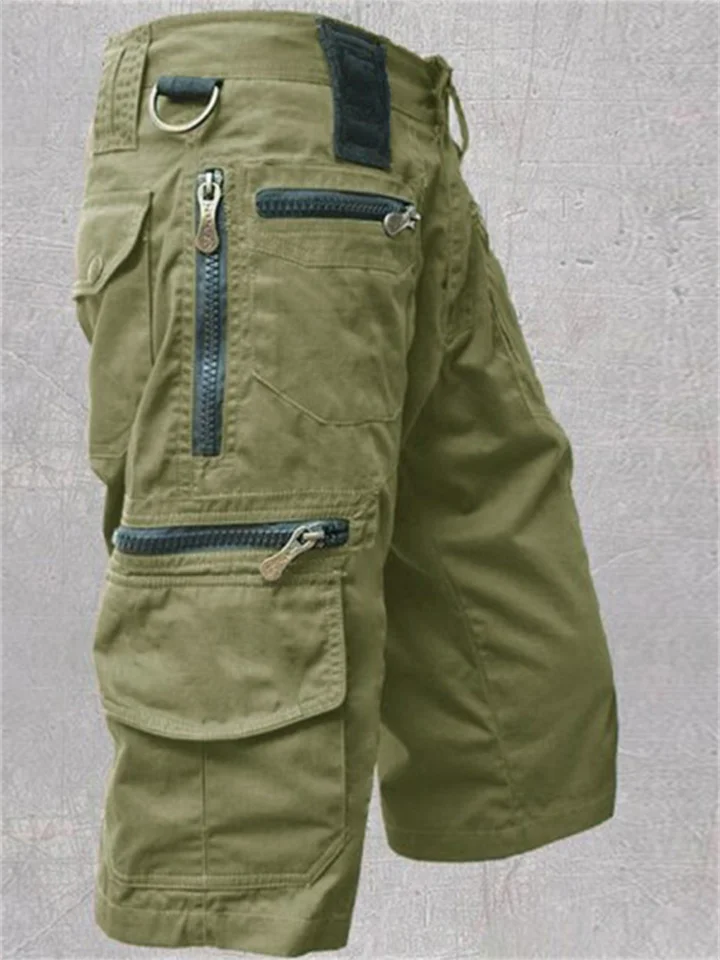 Men's Shorts Cargo Shorts Multiple Pockets Casual Daily Micro-elastic Breathable Outdoor Sports Solid Color Mid Waist Green Black Light Brown M L XL