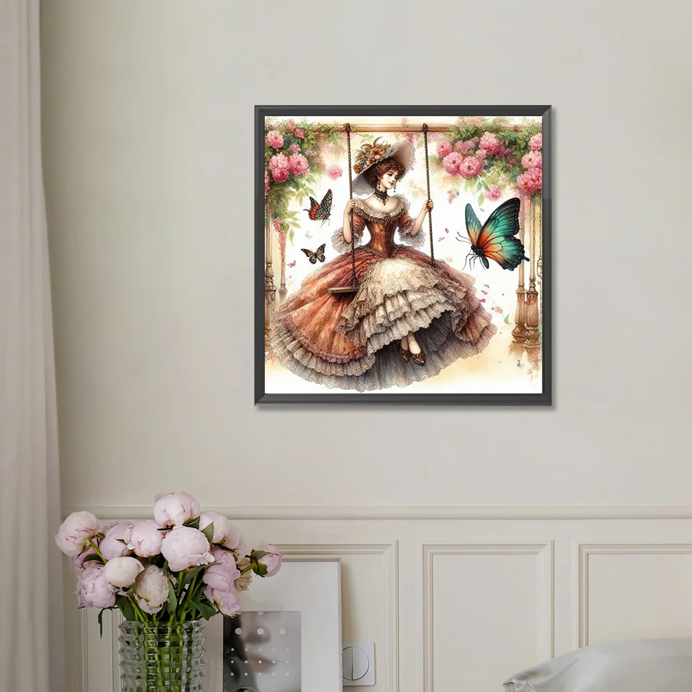 Full Round Diamond Painting 30*30cm - Lady On The Swing