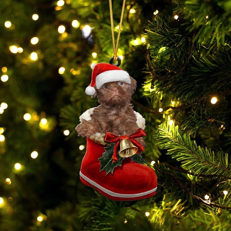 VigorDaily Shih Tzu Liver In Santa Boot Christmas Hanging Ornament SB202