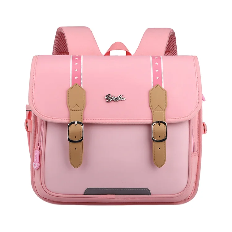 School Bag PU Students Backpack Scratch Resistant Children Daily Leisure (Pink)