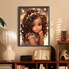 Fille Afro-Am&eacute;ricaine-Peinture Ronde au Diamant-30*40CM