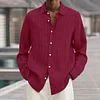 Men's Lapel Loose Button Cotton and Linen Striped Shirt