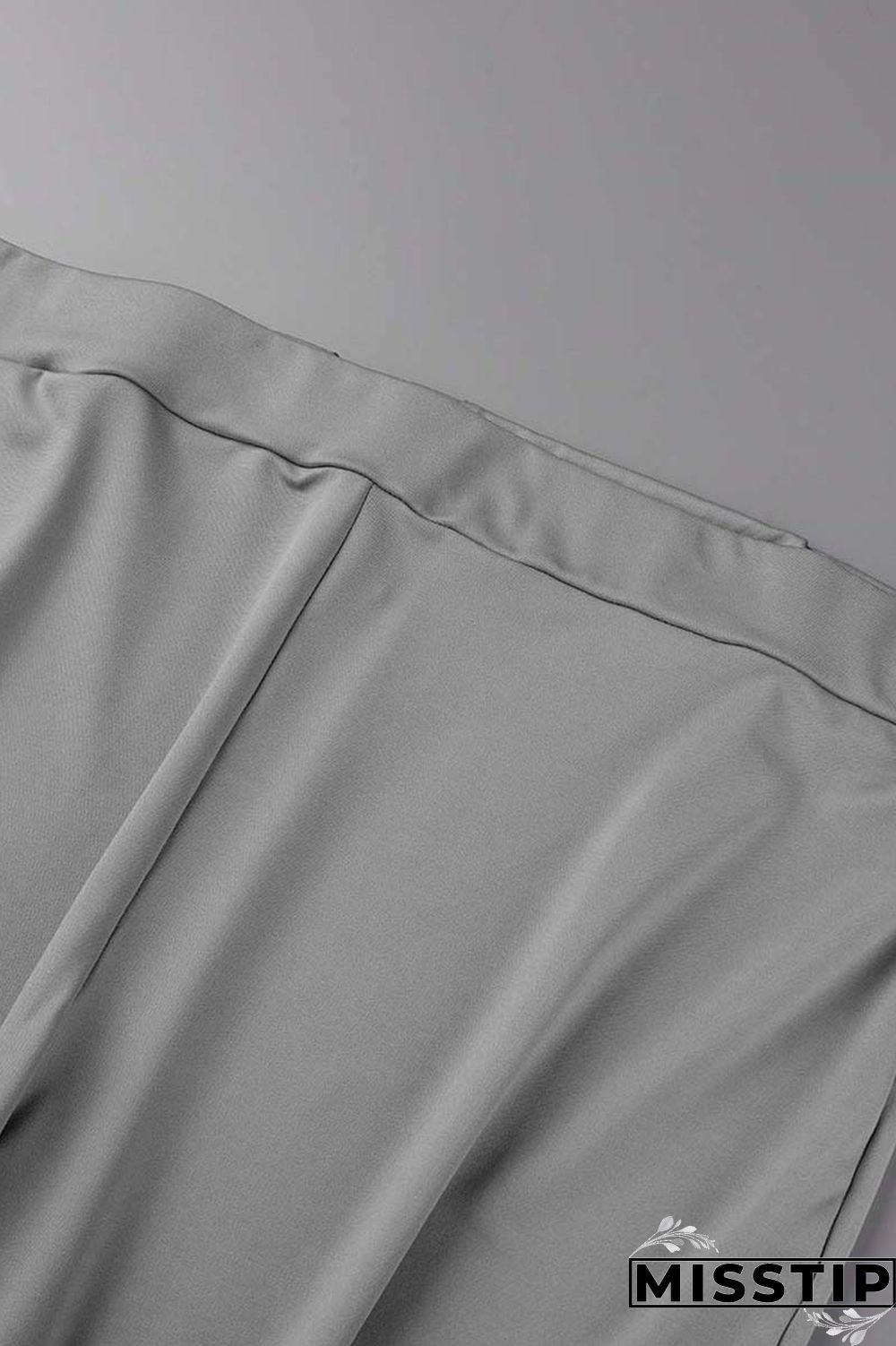 Grey Casual Solid Patchwork O Neck Plus Size Two Pieces