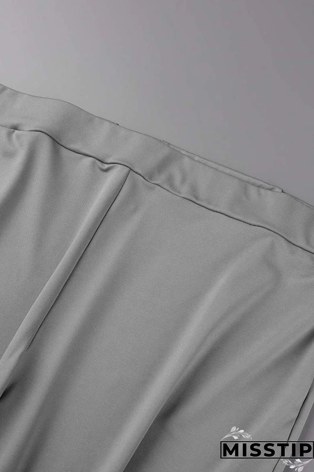 Grey Casual Solid Patchwork O Neck Plus Size Two Pieces