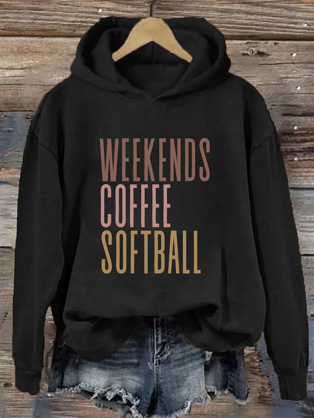 Weekends Coffee Softball Hoodie