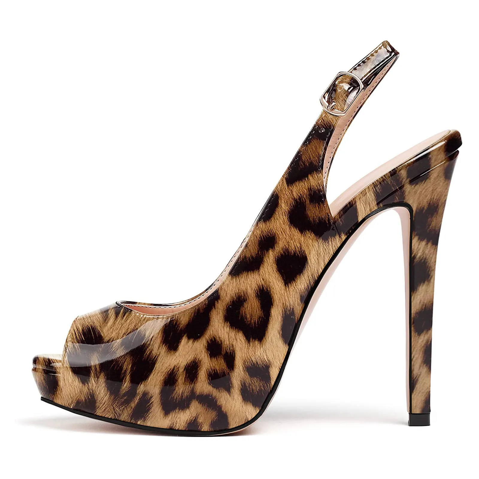 120cm/4.72inch Women's Strap Slingback Sandals Peep Toe Platform Stilettos Patent Heels