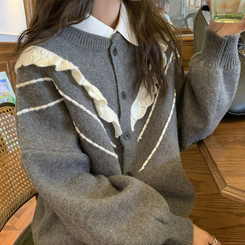 Toloer Toloer Autumn And Winter On The New Sweet Wind Knitting Sweater Coat Loose Small Pure And Fresh Atmosphere Sense Temperament Women's Cardigan Fashion-Outfit Ideas