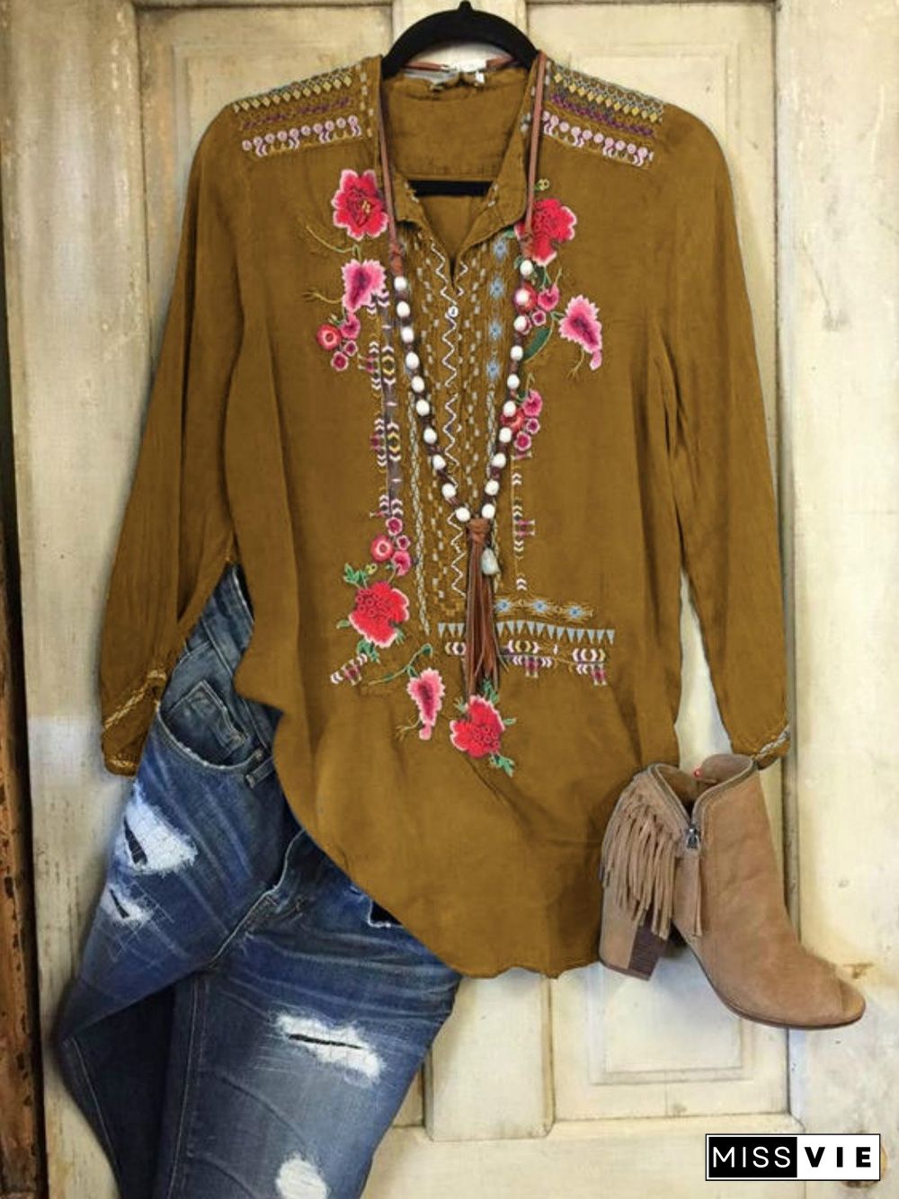 Women Floral Shift Casual Shirts & Tops