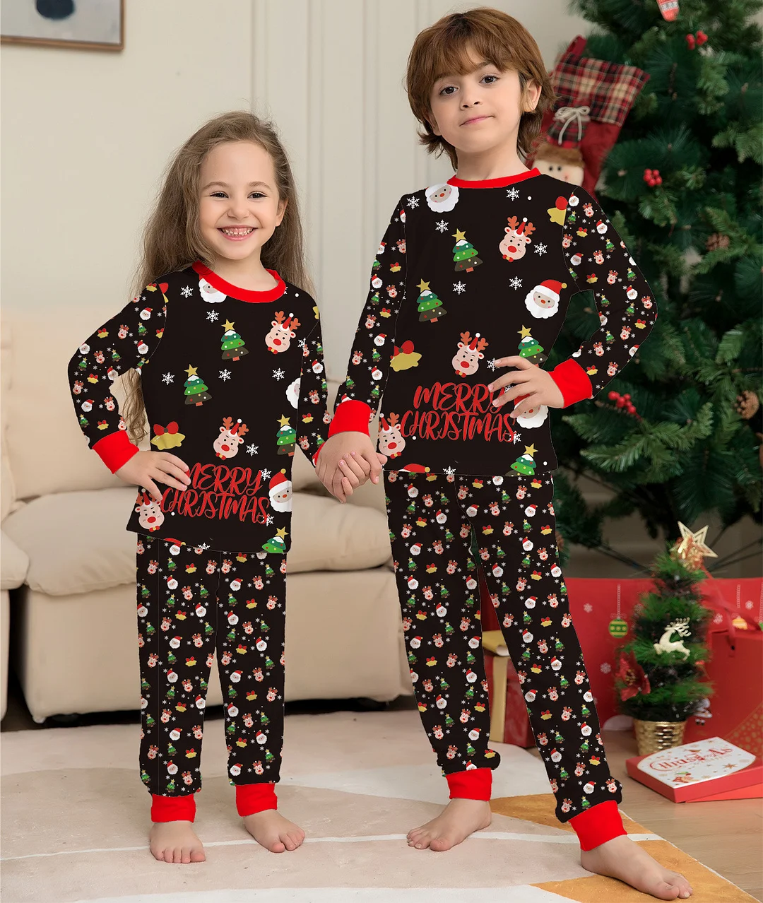 Christmas New Family Full Color Christmas Decoration Print Pajamas + Dog Family Set