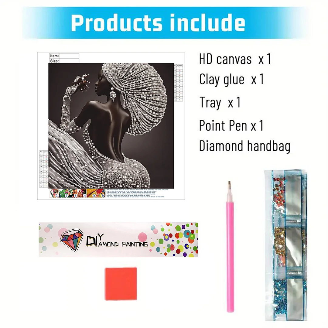 Diamond Painting - Partial Special Shaped Drill - Silver Crown Lady(Canvas|30x30cm)