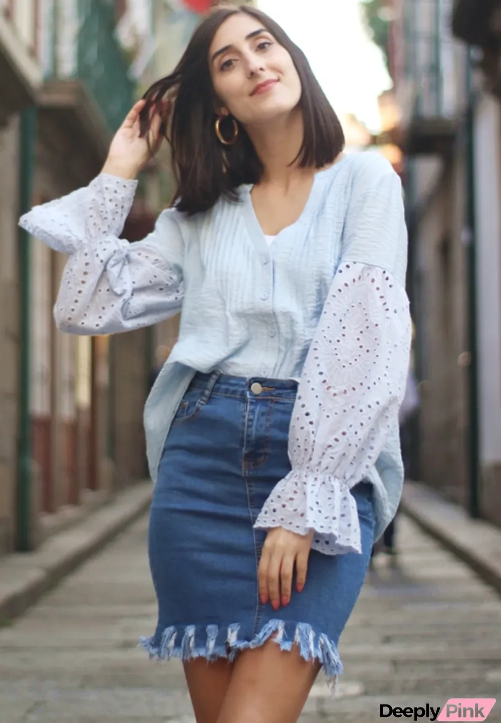 Rekindle Eyelet Button Down Top