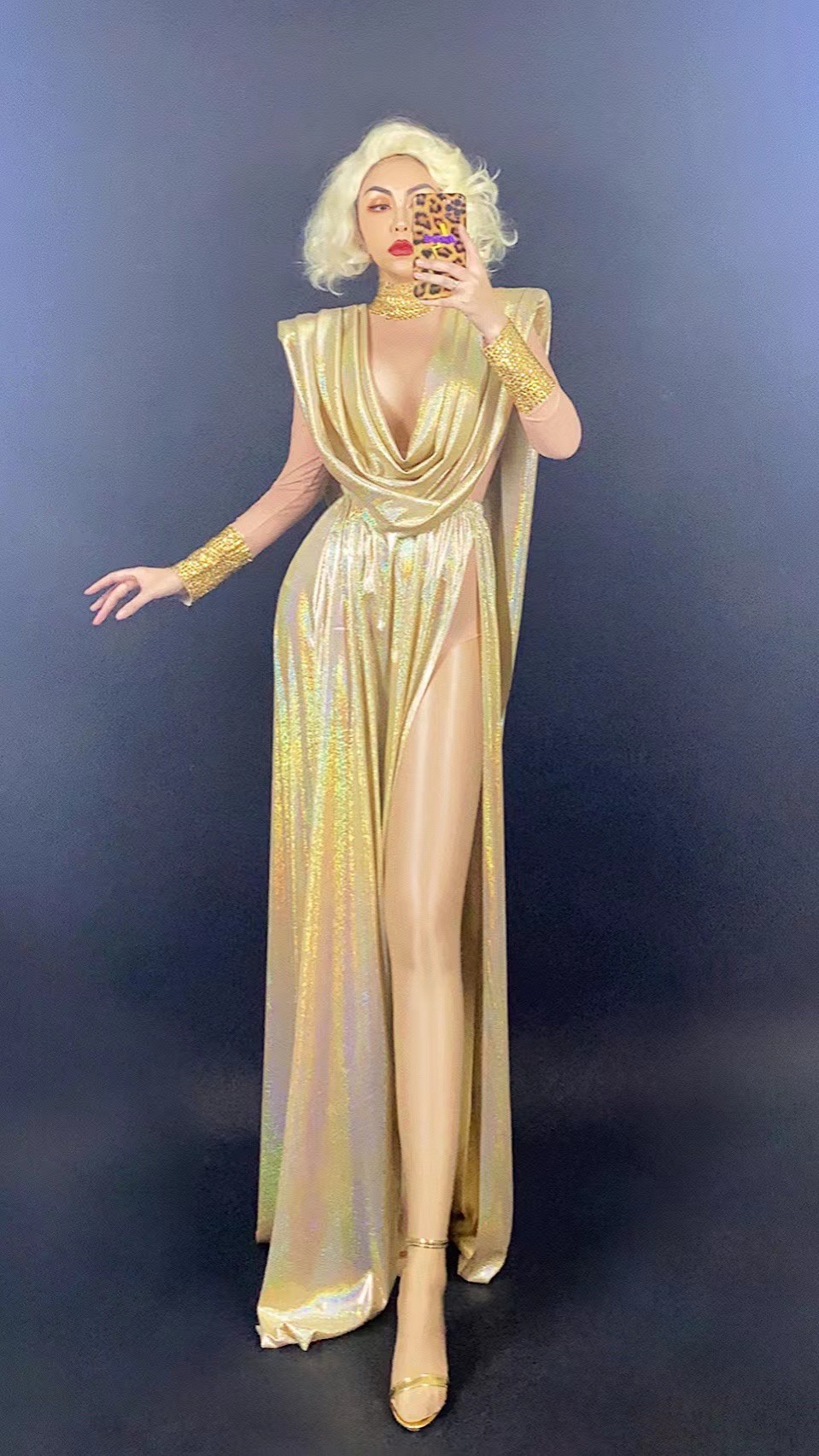 GOOSHOE Prom Dresses Gowns Mesh Hollow Out High Slit Formal Dresses Mother Of Bride