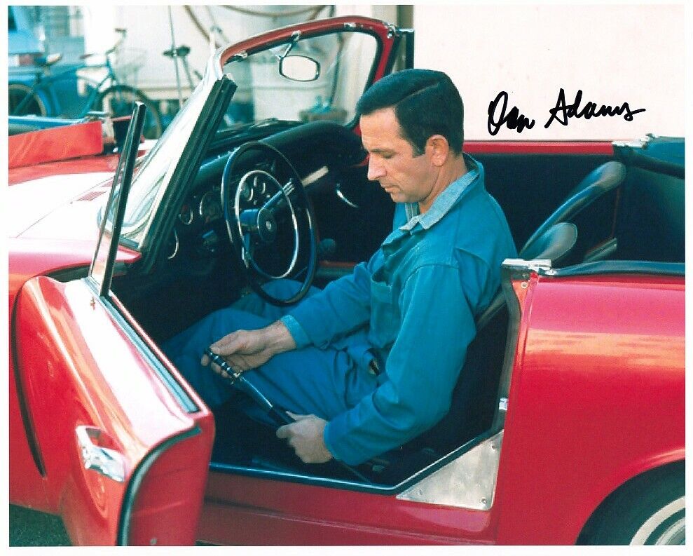 DON ADAMS signed GET SMART 8x10 w/ coa UNIQUE CLOSEUP AT WHEEL OF SUNBEAM TIGER