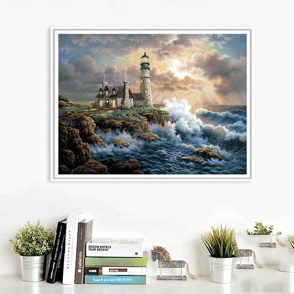 Diamond Painting - Full Round Drill - Seaside Lighthouse(40*30cm)