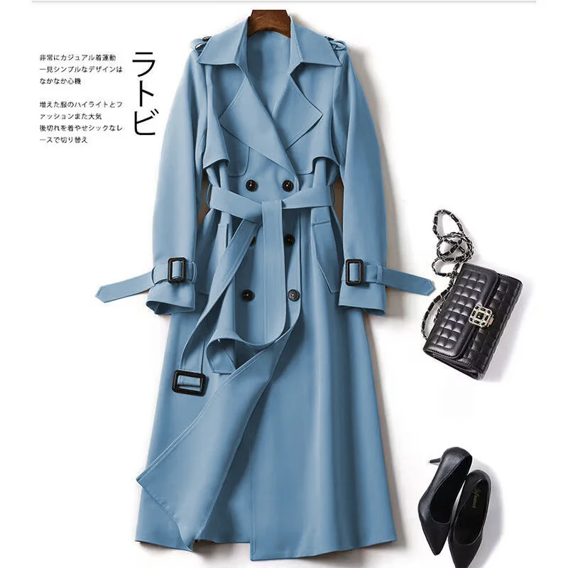 Woherb Woherb Women In The Long 2024 Spring And Autumn New Korean Version Of Large Size Small Popular British Wind Coat Over The Knee Coat-Outfit Ideas