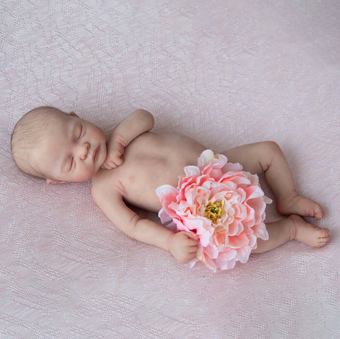 [New Silicone Baby] Fully Squishy Baby Girl That Look Like a Real Baby,Movable & Washable,Lifelike & Realistic Handmade Soft Silicone Baby Felicity Doll