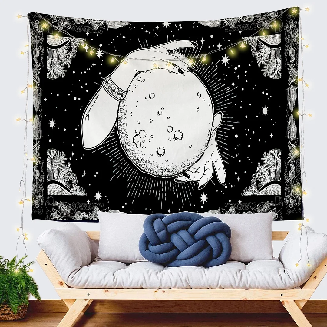 Tarot Tapestry Wall Hanging Astrology Divination Bedspread Beach Matwitchcraft Hippie Mandala White Black Sun Moon Tapestry