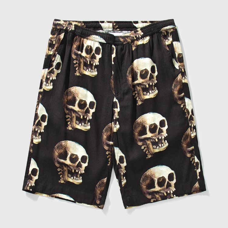 Casual Sports Skull Print Shorts