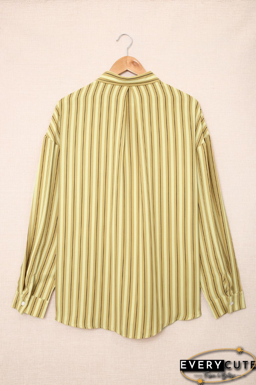 Yellow Striped Buttons Closure Long Sleeve Shirt