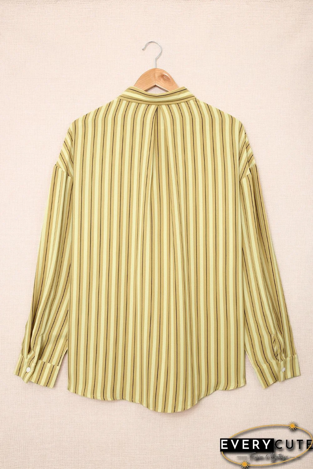 Yellow Striped Buttons Closure Long Sleeve Shirt