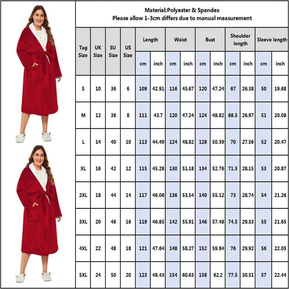 Sale Women Warm Long Robe Bandage Kimono Bathrobe Thicken Coral Bath Thermal  Nightgowns Negligee Winter Female Loungewear D30