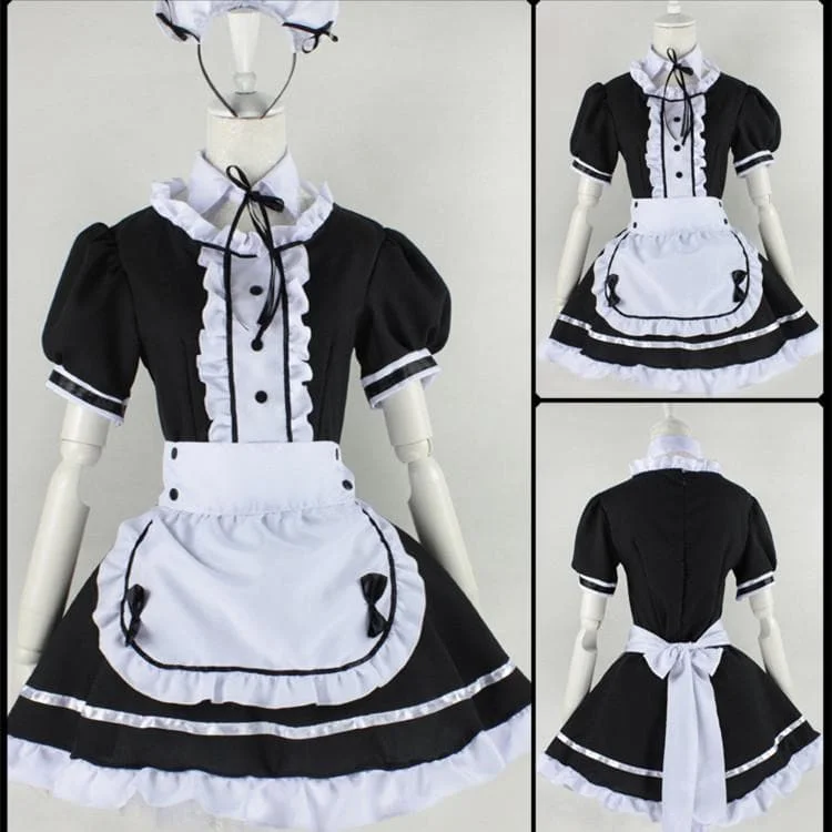 Lolita Cosplay BlacK Maid Dress With Apron  SP141076