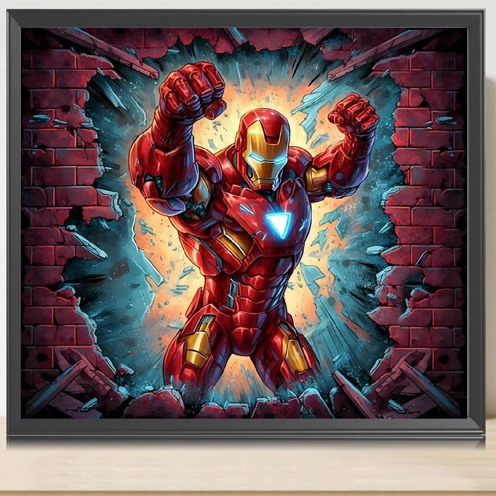 Diamond Painting - Full Round Drill - Iron Man Breaking Wall(Canvas|40*35cm)