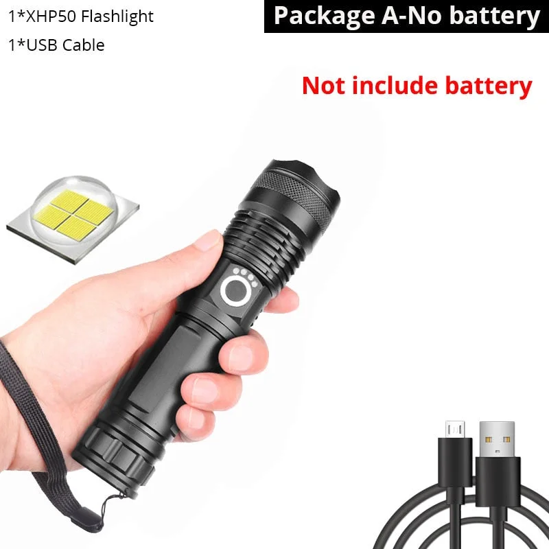 Drop Shipping xhp50.2 most powerful flashlight 5 Modes usb Zoom led torch xhp50 18650 or 26650 battery Best Camping, Outdoor