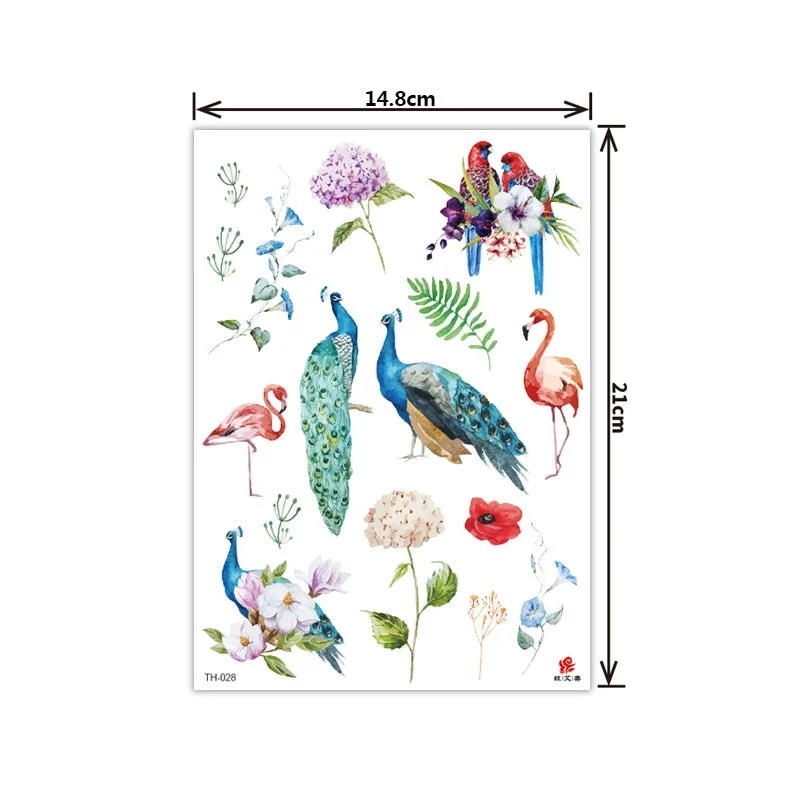 New style tattoo stickers anti-real big picture waterproof sweat flower arm tattoo stickers sika deer parrot tattoo stickers