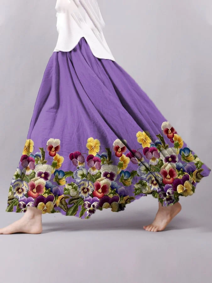 Women's Purple Alzheimer's Flower Print Skirt socialshop