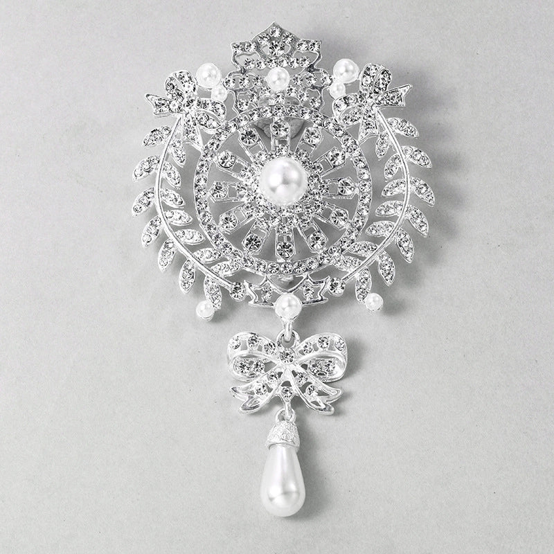 2 Pieces Fashion Pin Crown Alloy Rhinestones Women’S Brooches