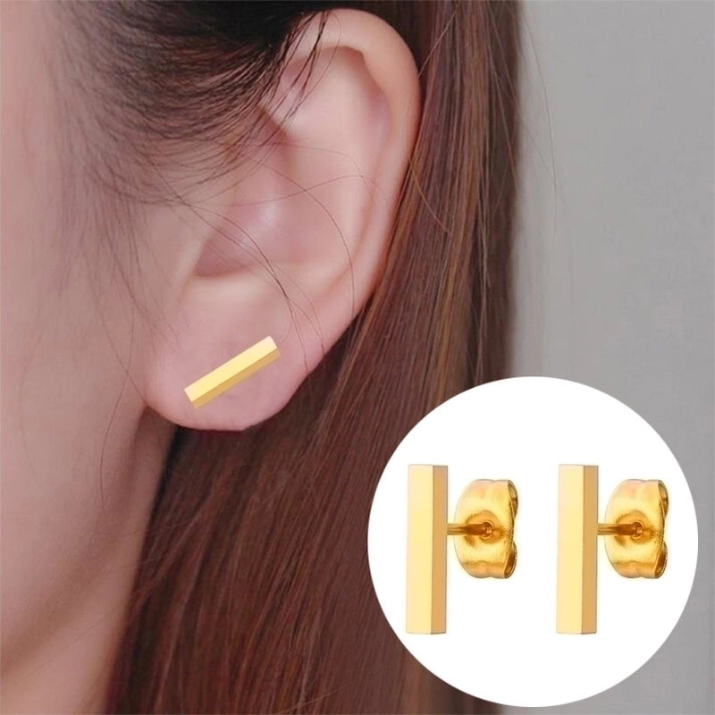 Minimalist Geometric 304 Stainless Steel No Inlaid 18K Gold Plated Ear Studs