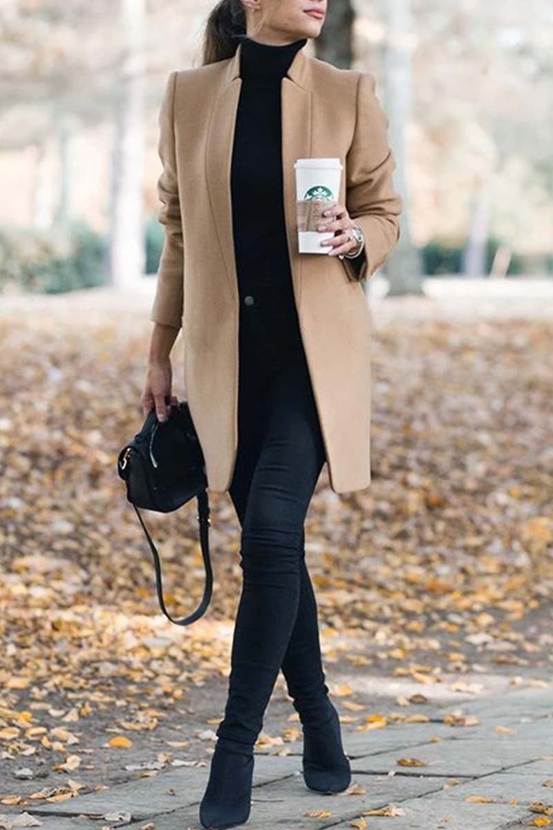 Florcoo Stand-up Collar Elegant Coat