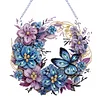 Diamond Painting Acrylic Flower Butterfly Wreath Pendant for Wall Window