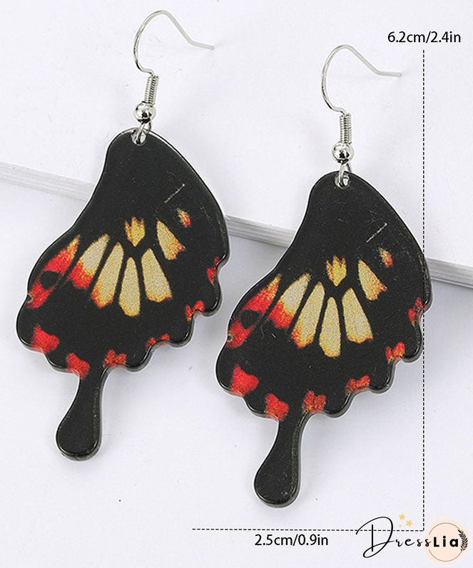 Modern Black Butterfly Wing Shape Acrylic Drop Earrings