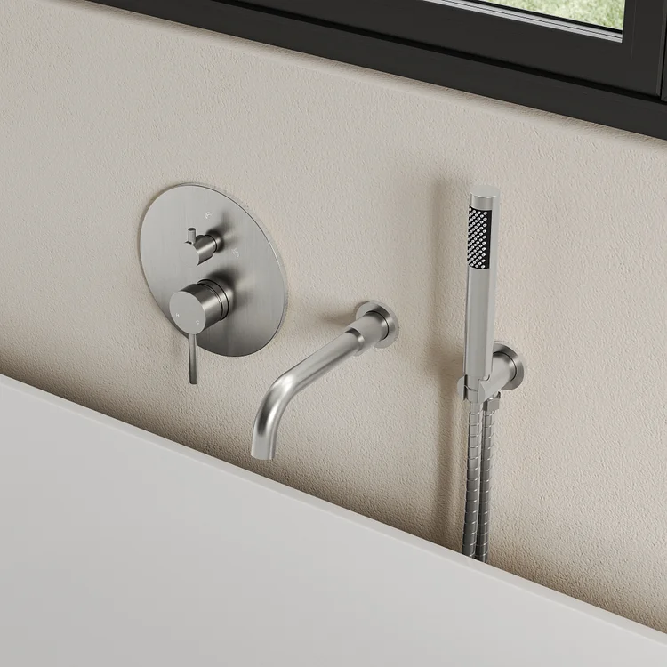 EVERSTEIN WALL MOUNTED ROMAN TUB FAUCET WITH HAND SHOWER