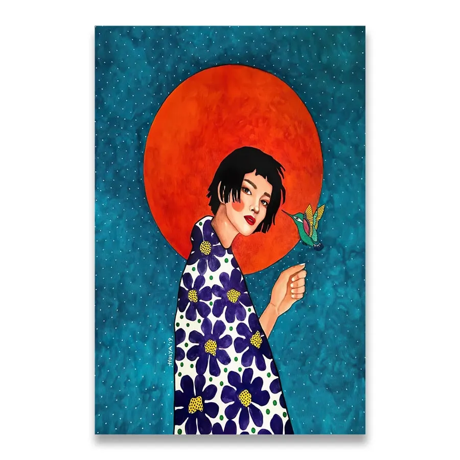 Vintage Abstract Girl Hair Flower Women Wall Art Canvas Painting Fashion Nordic Poster Wall Pictures For Living Room Unframed