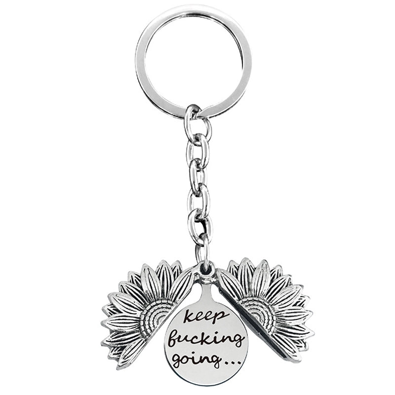 1 Piece Retro Letter Plant Flowers Metal Plating Keychain