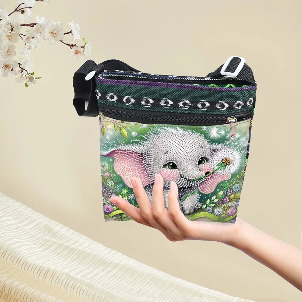 Baby Elephant 5D DIY Diamond Painting Shopper Bag Diamond Handmade Satchel Bag