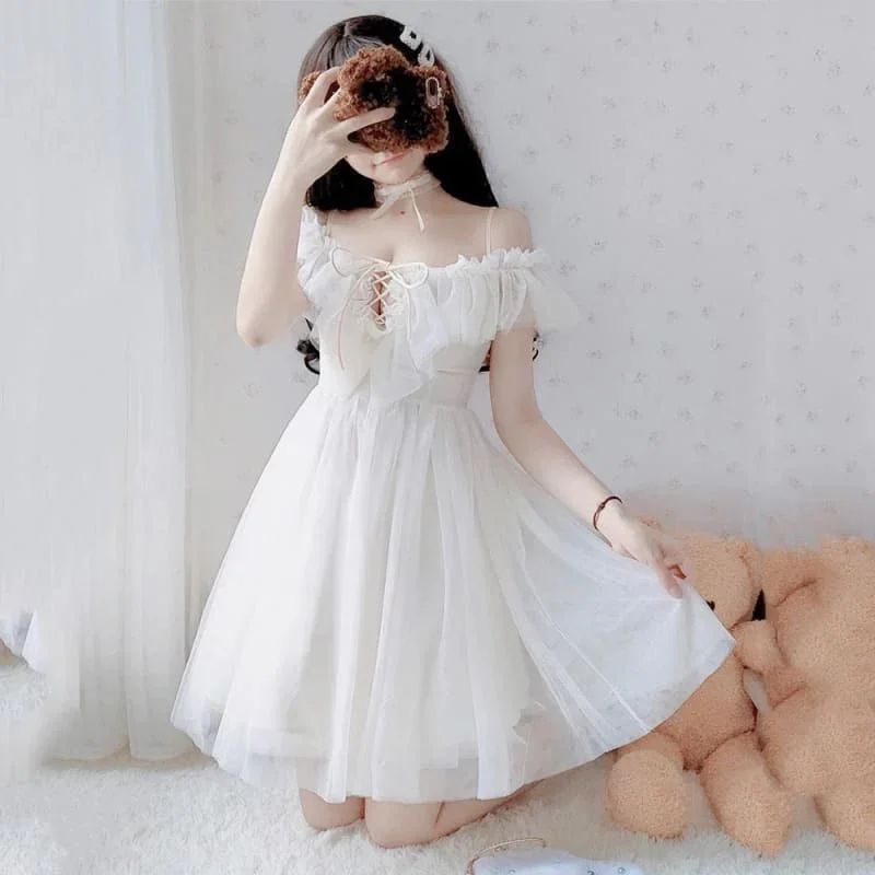 Blue/White Fairy Soft Princess Off Shoulder Dress SP18217