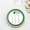10 Pack | Regal 10" Hunter Emerald Green and Gold Plastic Dinner Plates - Round